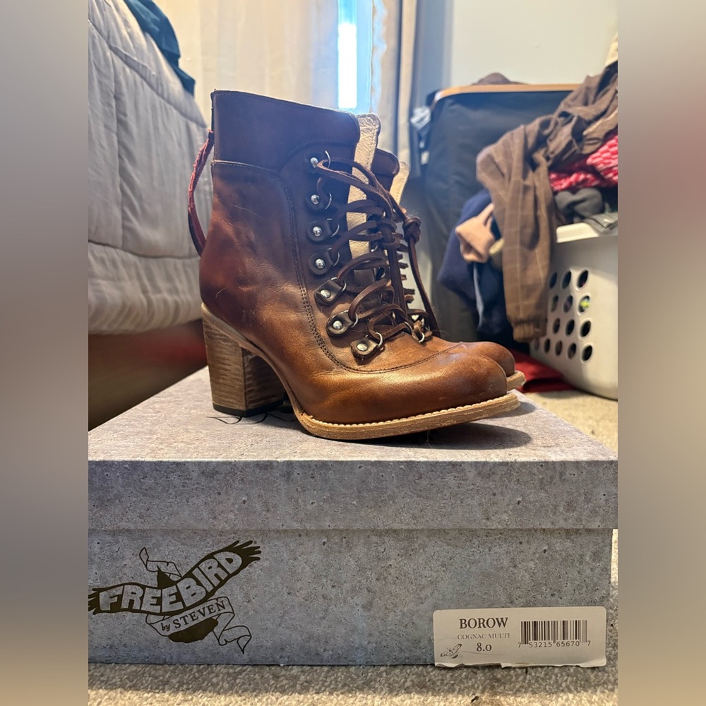 Freebird Cognac Multi Lace Up Boots